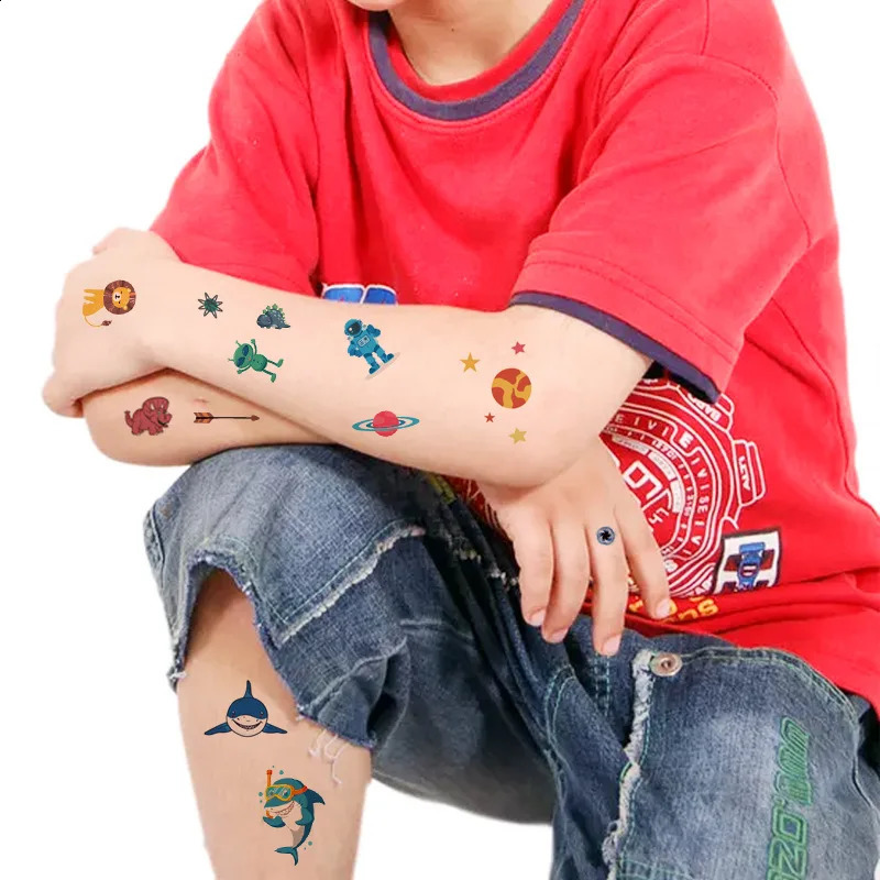 10PCS Tattoos for Children Transfer Kids Mini Waterproof Festival Glitters Face Unicorn Animals Stickers 241230