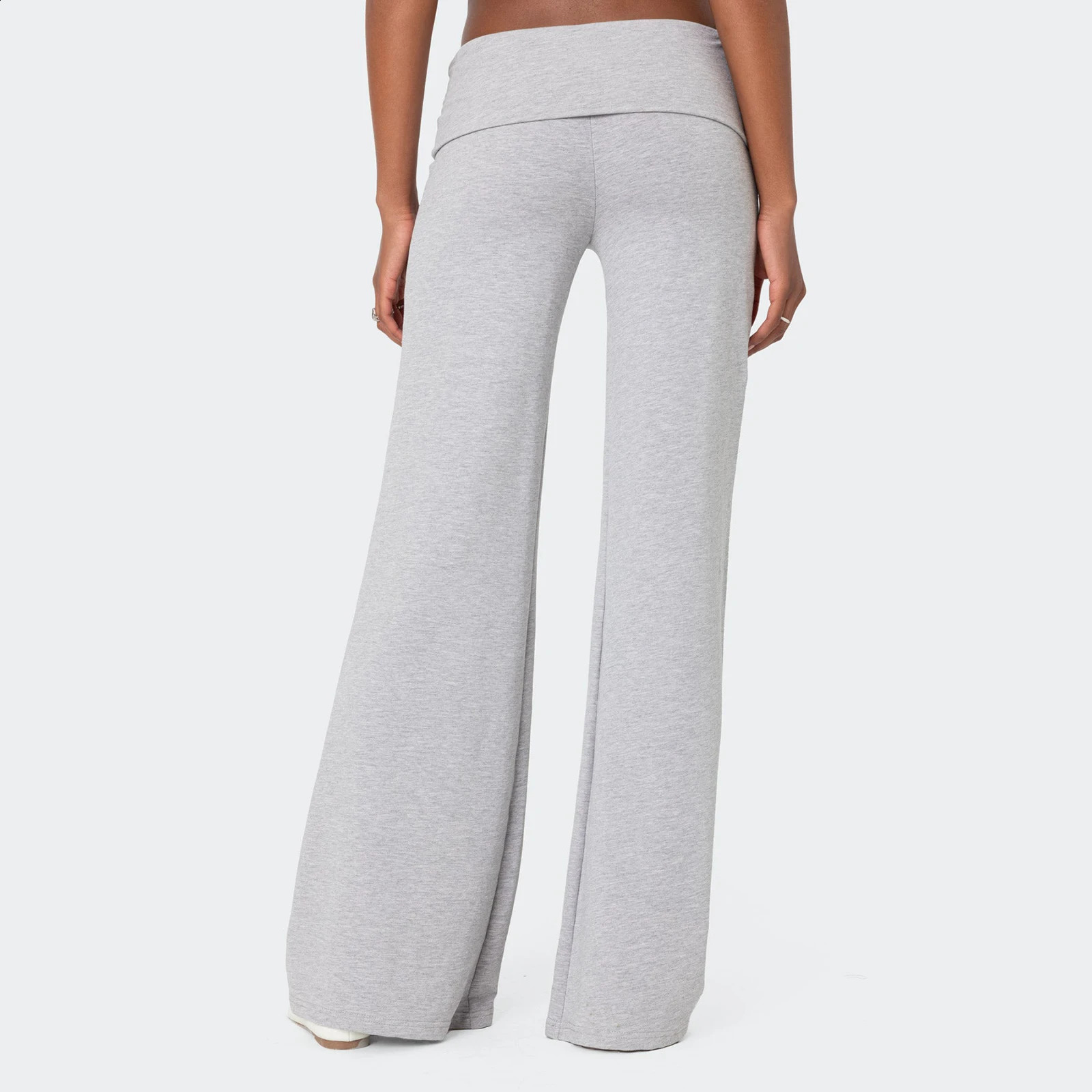 Women Low Waist Flare Leggings Fold Over Skinny Yoga Pants Wide Leg Stretchy Bootcut Bell Bottoms Leggings Loungewear Sweatpants 241223