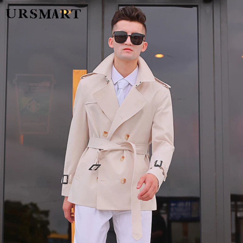 2024windbreaker mens Short length double breasted Beige British handsome trend thickened detachable down liner trench coat men 241225