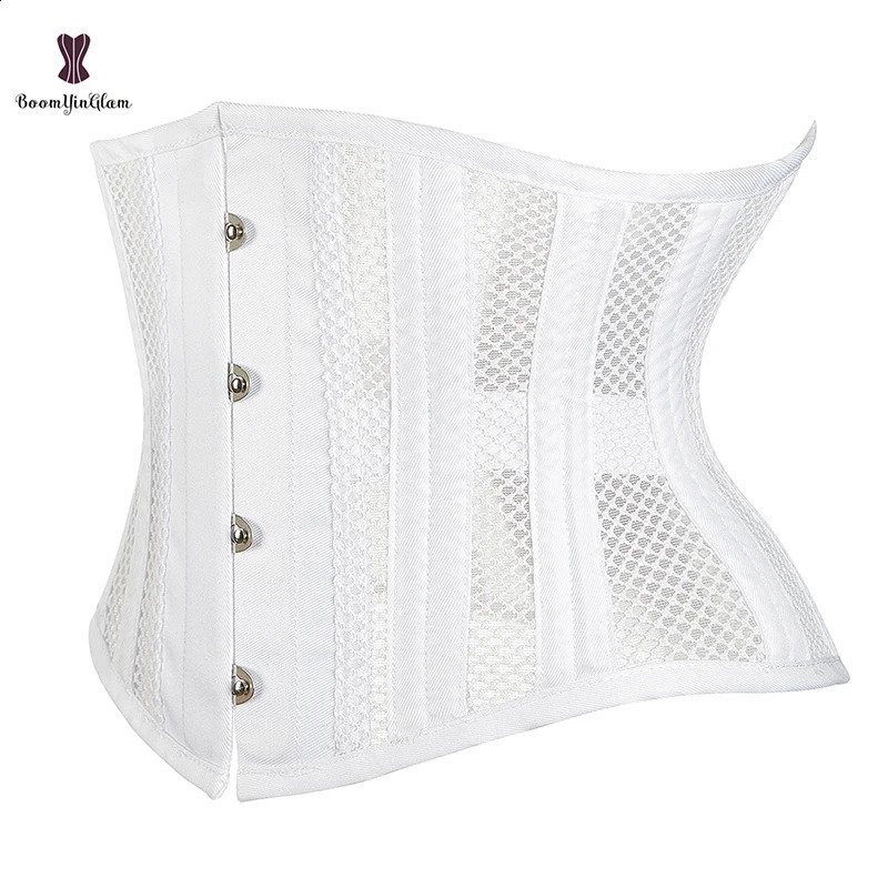 Front 4 Busk Closure Korset Women Hourglass 24 Spiral Steel Bone Underbust Corset Mesh Waist Trainer Bustier Plus Size XXS-6XL 241231