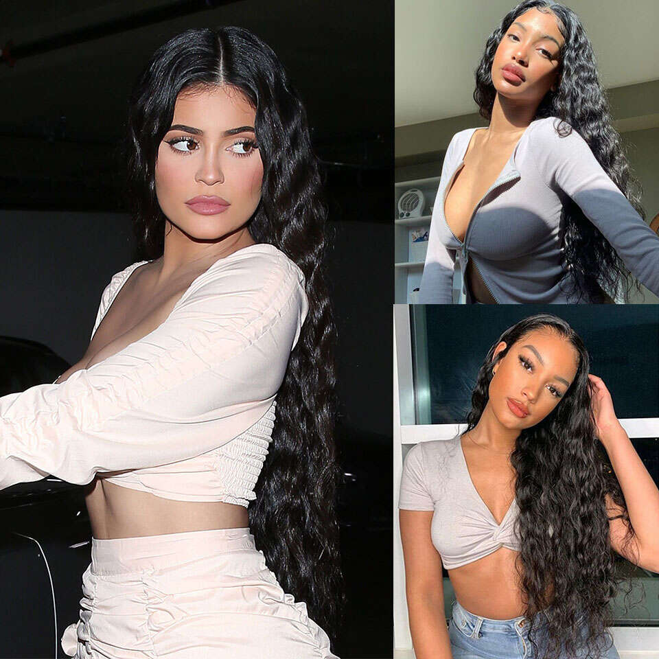 Lace Wig Long Deep Wavy Ombre Blonde High Temperature Synthetic For Black Women Cosplay Wigs