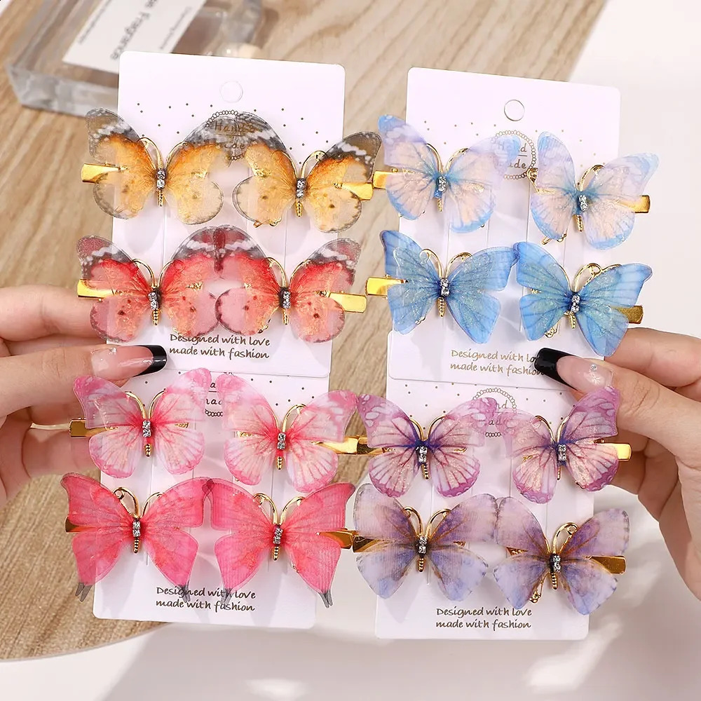 Pcs Colorful Butterfly Hairpins Girl Hair Clips Barrette Sweet Ornament Rainbow Headwear Fashion Accessories 241230z