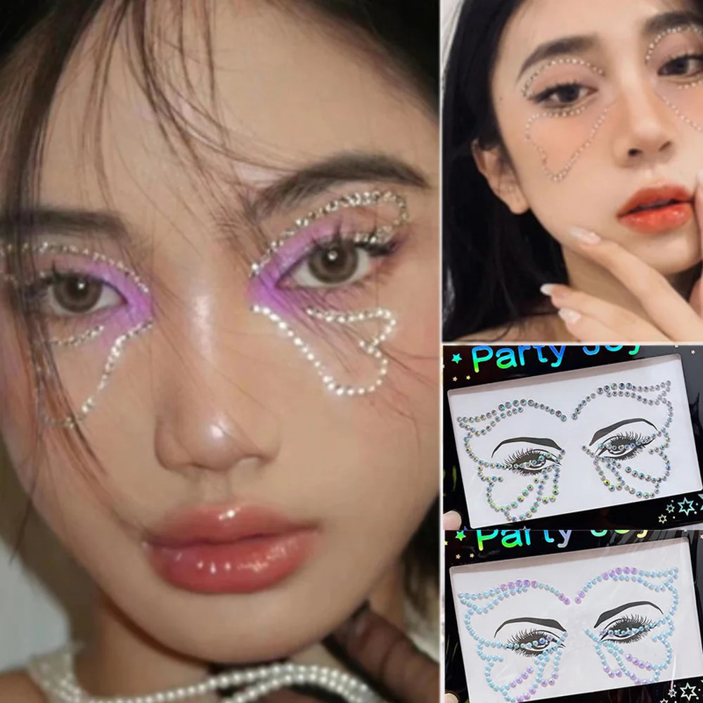 3D Eyes Face Jewels Makeup Temporary Tattoo Self Adhesive Beauty Stickers Festival Body Art Decor Nail Diamond 241230