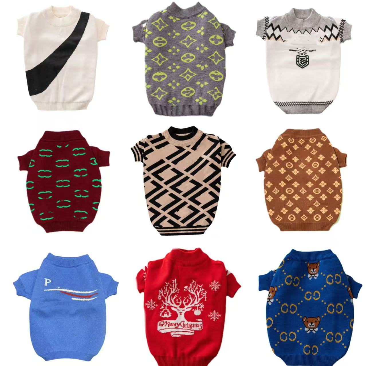 2025 new Designer Pet Brown Red Classic Dashed Letter Coat Pure Cotton Winter Warm Cat Sweater Dog Clothing