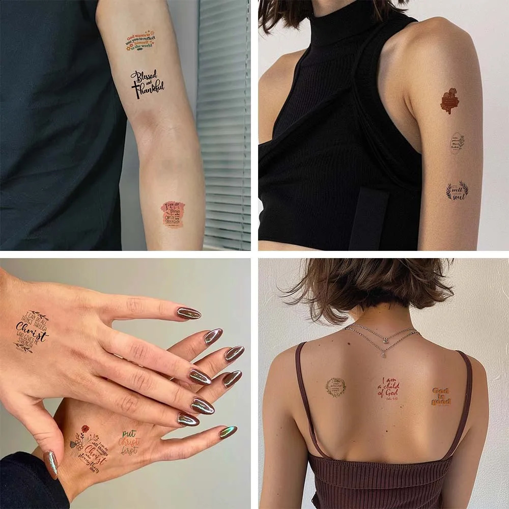 10pcsset Bible verse tattoo stickers diy body decoration disposable 241230