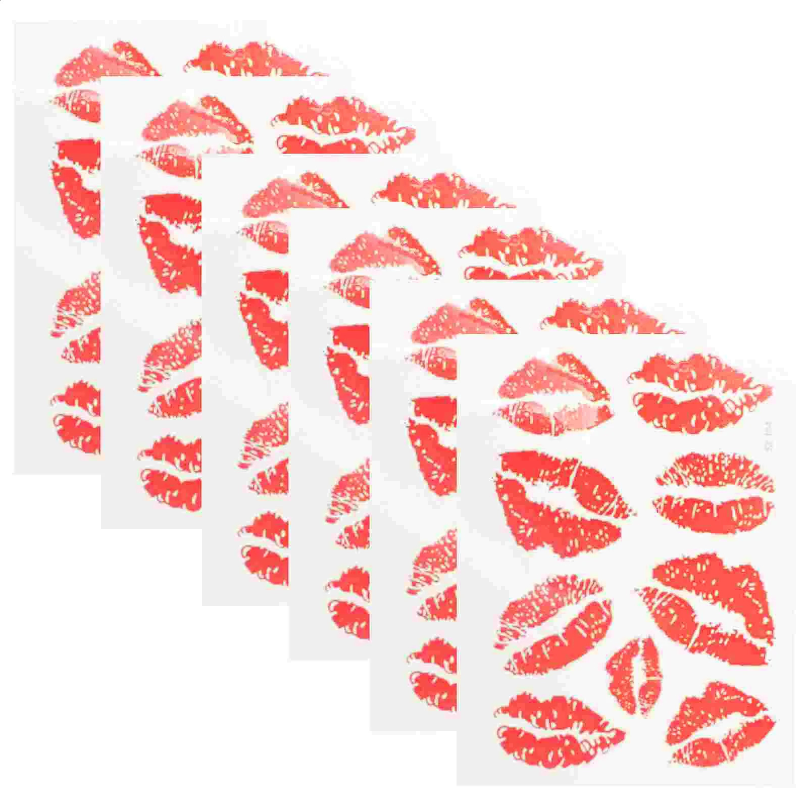 6 Pcs Kiss Stickers Body Decorations Fashion Waterproof Temporary Tattoos For Adults 241230