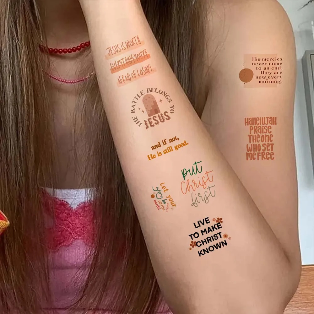 10pcsset Bible verse tattoo stickers diy body decoration disposable 241230