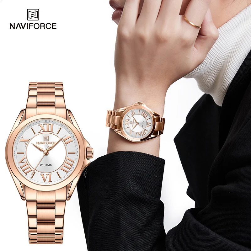 NAVIFORCE Women Watches Fashion Casual FemaleLadies Stainless Steel Quartz Wristwatches Life Waterproof Girlfriend Gift 241225