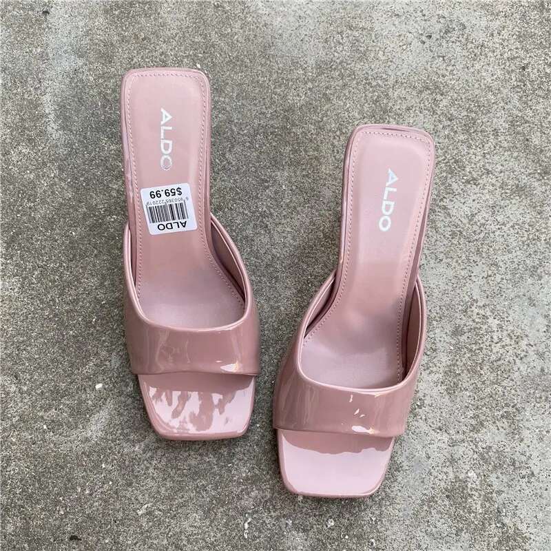 New Shoes European and American Fashion Square Head Thin High Heel Sexy Slippers Women atos De Mujer
