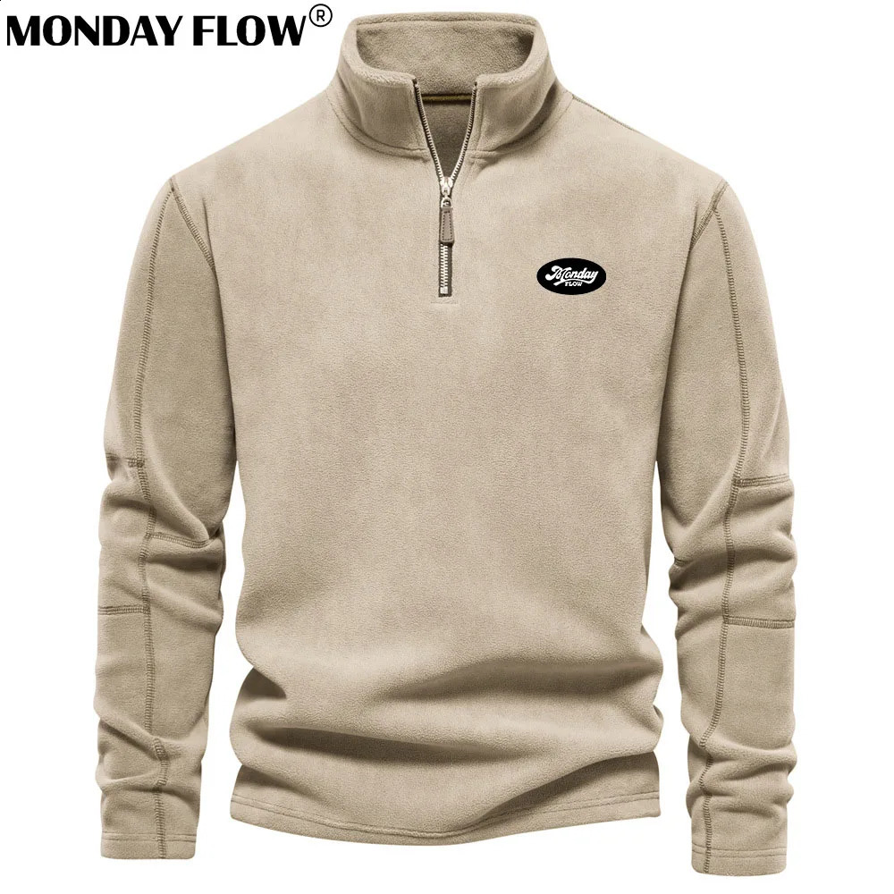 Monday Flow Autumn Mens Polar Fleece Golf Sports Windbreaker Jacket Windproof Keep Warm Sports Winter Outdoor Golf Clothing 241225