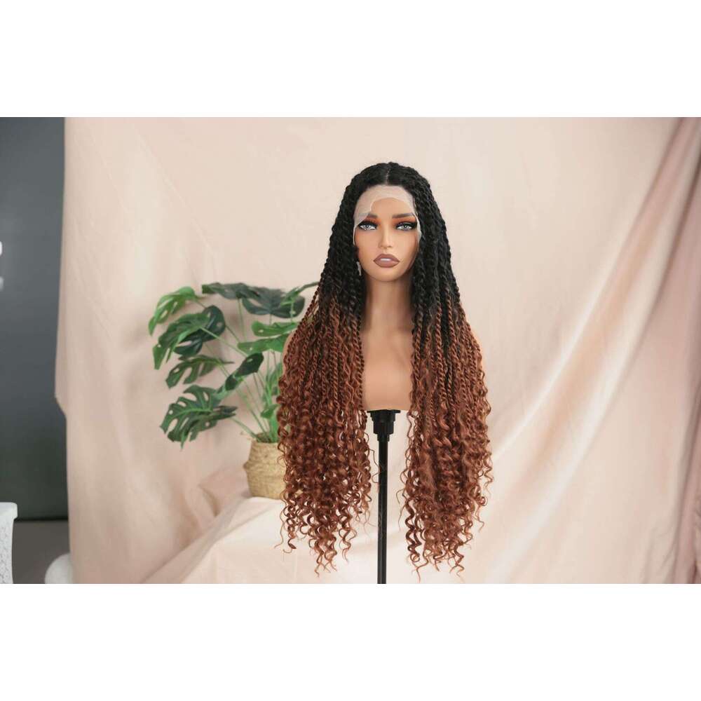 Lace Front Wig Cover T Shape Handwoven With Black Long Straight Hair And Synthetic Fiber Headband T-Shaped Lace Wig