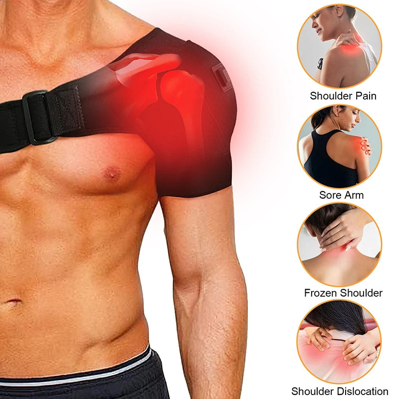 Heated Shoulder Brace Adjustable Heating Pad Unisex Heat Therapy Massager Wrap for Frozen Pain Relief 241230