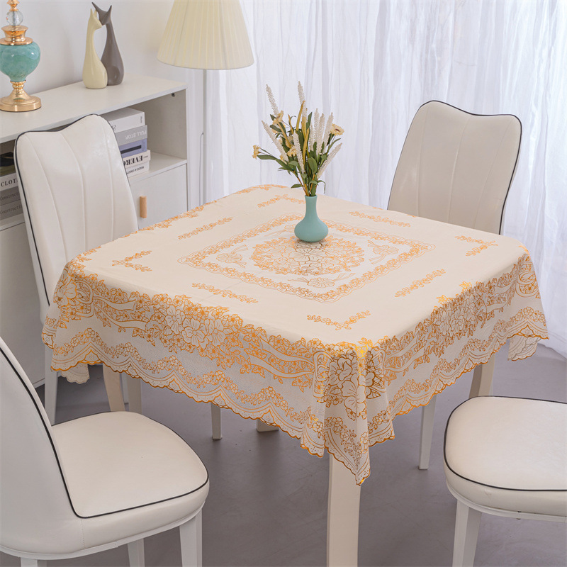 European Pastoral Coffee Table Cover Dining Table Plastic Waterproof and Oil-proof Leave-in Tablecloth CV