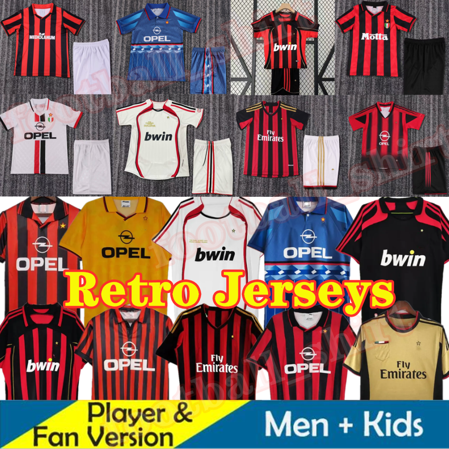 2006 2007 Retro AC milanss KAKA Soccer Jerseys PIRLO 1990 2000 2009 2010 2012 RONALDO RONALDINHO 00 10 12 06 07 90 football shirt Men kids AC Vintage Classics jerseys