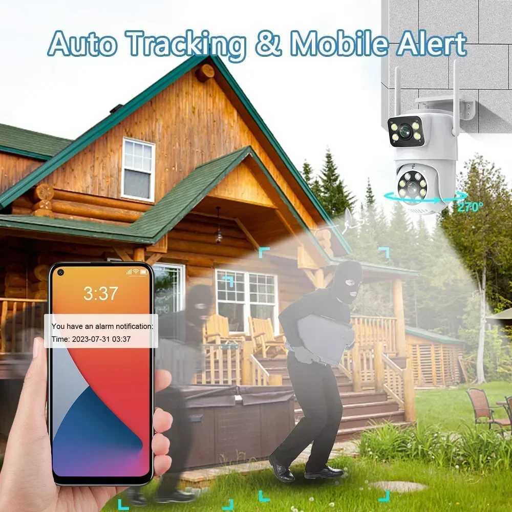 8MP Dual Lens WIFI Camera PTZ 4K Fl HD Dual Sn Ai Human Auto Tracking Outdoor 4MP Security Video Surveillance Tuya Camera Z241231