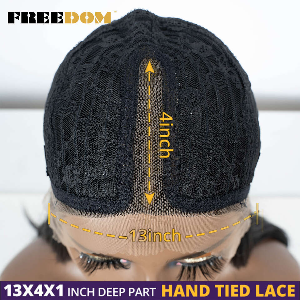 FREEDOM Body Wave Synthetic Front Wigs For Women 30" Long Ombre Brown Blonde Highlight Lace Heat Resistant Cosplay Wig