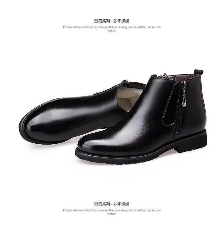 2024 Warm Mens Shoes with Thick Velvet and Casual Leather Boots for Winter Outdoor Wear resistant Bottom Snow 241225