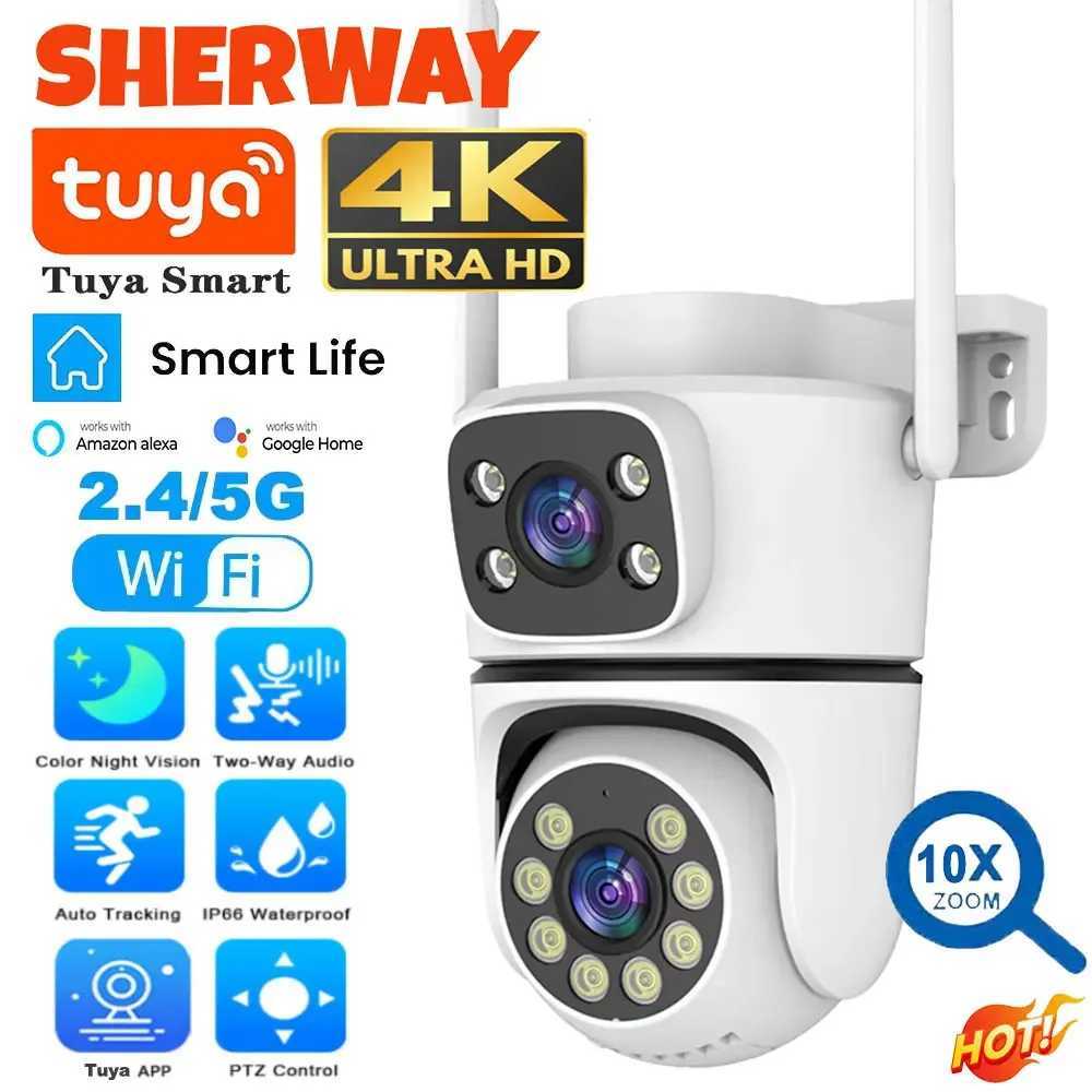10MP Dual Lens Tuya Wifi Camera PTZ Outdoor Dual Sn 10X Digital Zo Human Detection Wireless Security Camera Surveillance Z241231