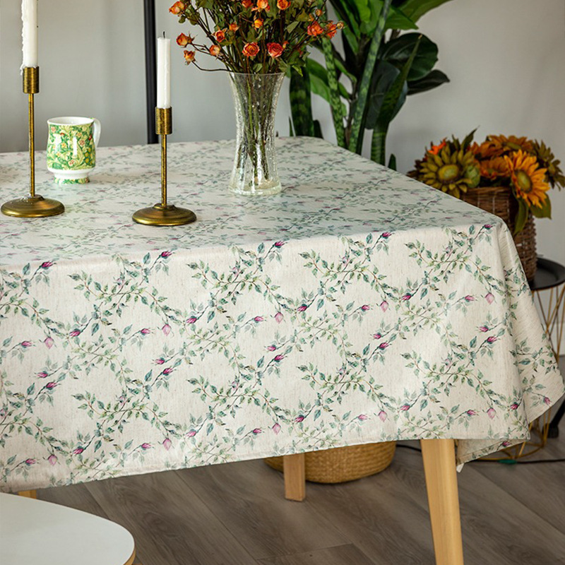 Romantic Floral Tablecloth Nordic Waterproof and Oil-proof Leave-in Square Tablecloth Coffee Table A-1