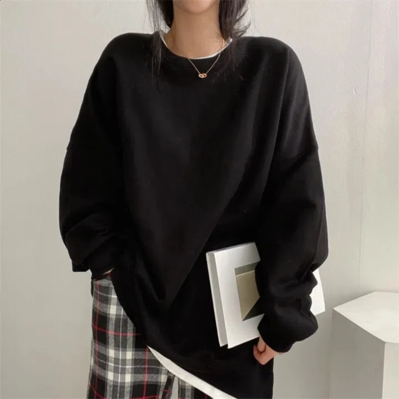 Spring Autumn Long Sleeve Loose Contrast Two Pieces Pullovers Top Casual Solid Youth Hoodies Korean Fashion Women Clothing 241223