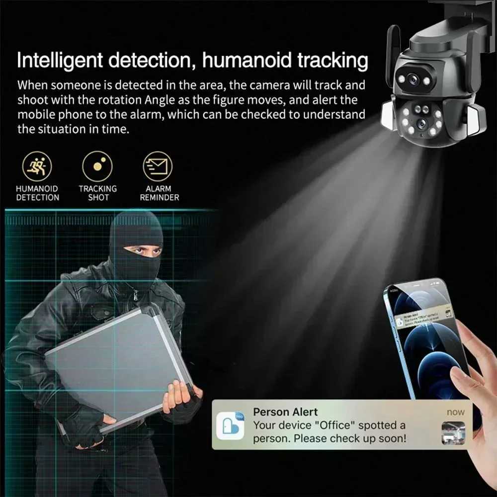 4K 8MP WIFI Camera TUYA APP Dual Sn Cam Binocar AI Body Autatic Tracking CCTV Security Intelligent IP66 Monitoring Z241231