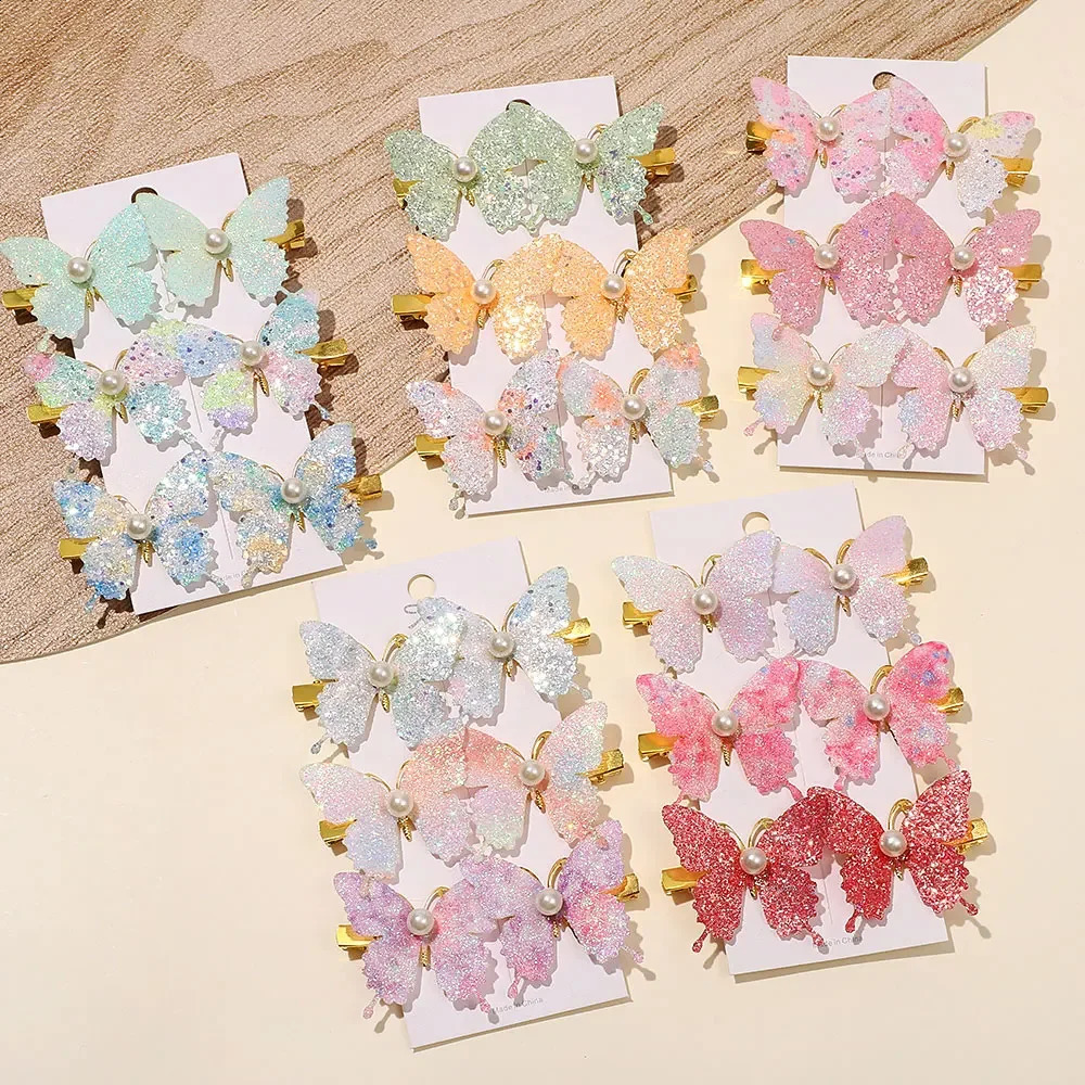 Pcs Colorful Butterfly Hairpins Girl Hair Clips Barrette Sweet Ornament Rainbow Headwear Fashion Accessories 241230z
