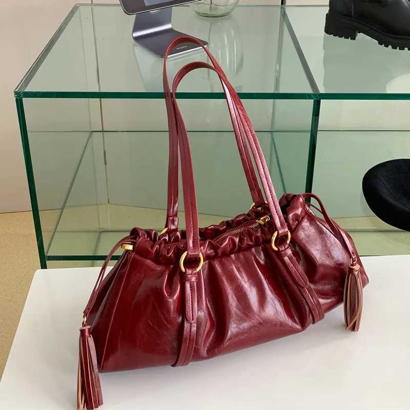 hot Cosysunny vintage pleated cloud new versatile cmuting handbag large capacity single shoe armpit bag Y241231