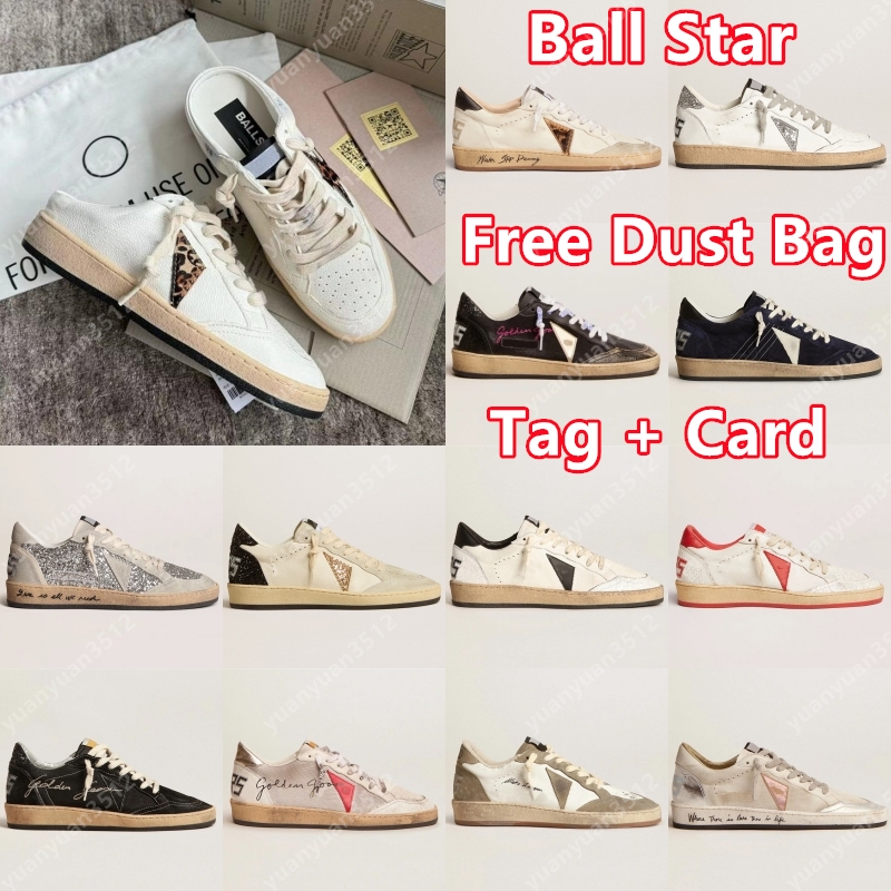 GOLDEN Designer White Casual Shoes Ball Star Men and Women Sneakers Vintage Distress Dirty Shoes Leather Trainers Black Navy Brown Red Suede Flat Tennis Slippers