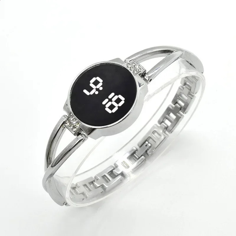 LED Fashion Watch for Women Touch Screen Ladies Time Steel Band Electronic Student Bracelet Simple Style Watches 241225