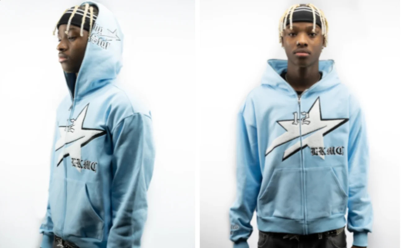 Y2K Zipper Hoodie Hip Hop Harajuku Trend Retro Street Wear Mens and Womens Wear Model Sports Hoodie Loose Casual Sports Hoodie Top 241231