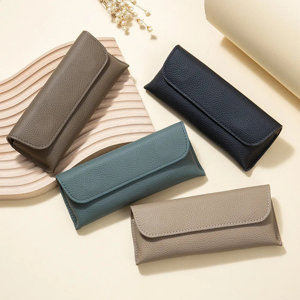 Genuine Leather Reading Glasses Bag Case For Man Women Student Sunglasses Storage Holder Pouch Eyeglasses Box Eyewear Protector 241231