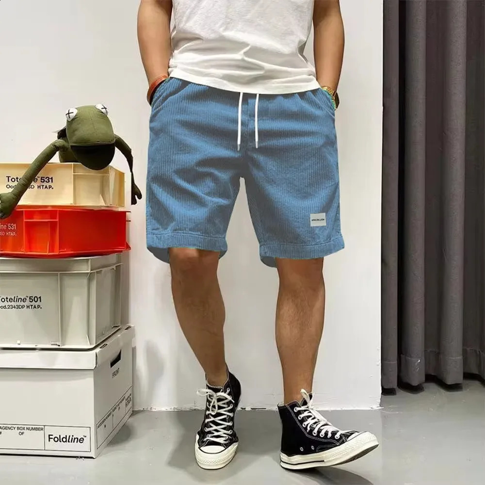 Mens summer shorts Corduroy shorts pocket loose shorts casual mens sports shorts elastic waist sports shorts 241231