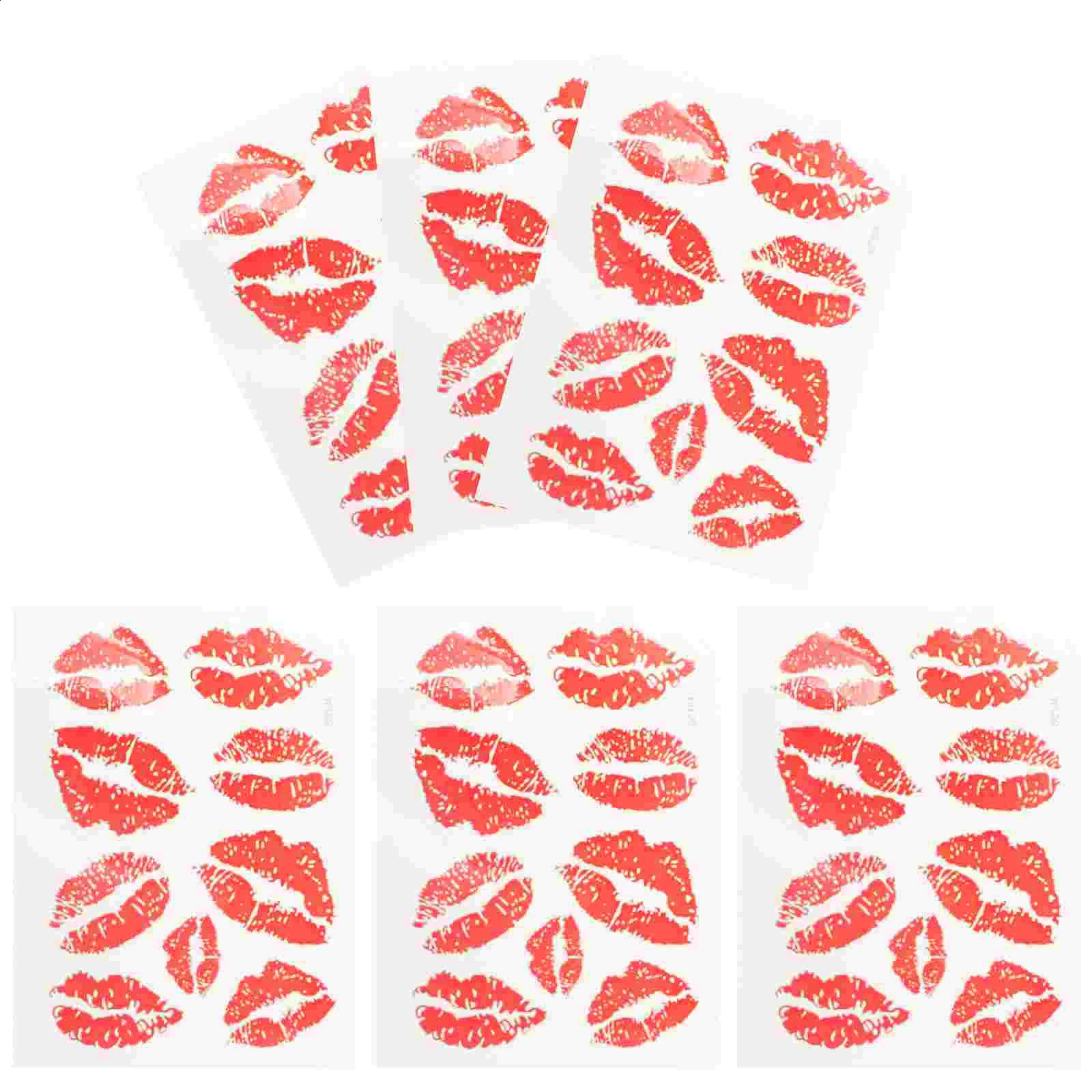 6 Pcs Kiss Stickers Body Decorations Fashion Waterproof Temporary Tattoos For Adults 241230