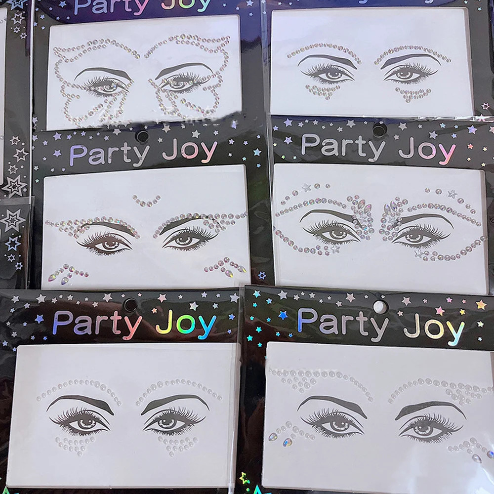 3D Eyes Face Jewels Makeup Temporary Tattoo Self Adhesive Beauty Stickers Festival Body Art Decor Nail Diamond 241230