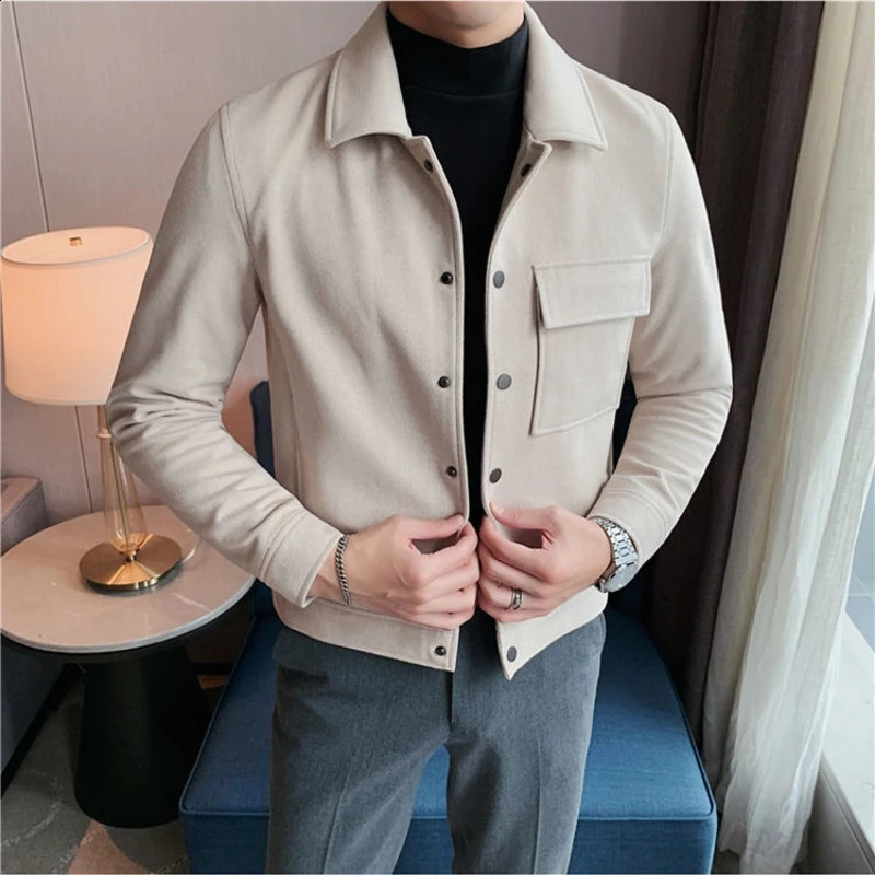 High-quality Autumn Winter Wool Blends Jackets Men Fashion Slim Casual Business Short Trench Coat Streetwear Social Men Clothing 241225