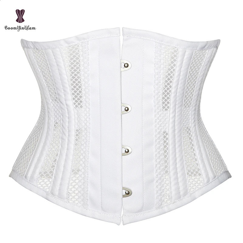 Front 4 Busk Closure Korset Women Hourglass 24 Spiral Steel Bone Underbust Corset Mesh Waist Trainer Bustier Plus Size XXS-6XL 241231