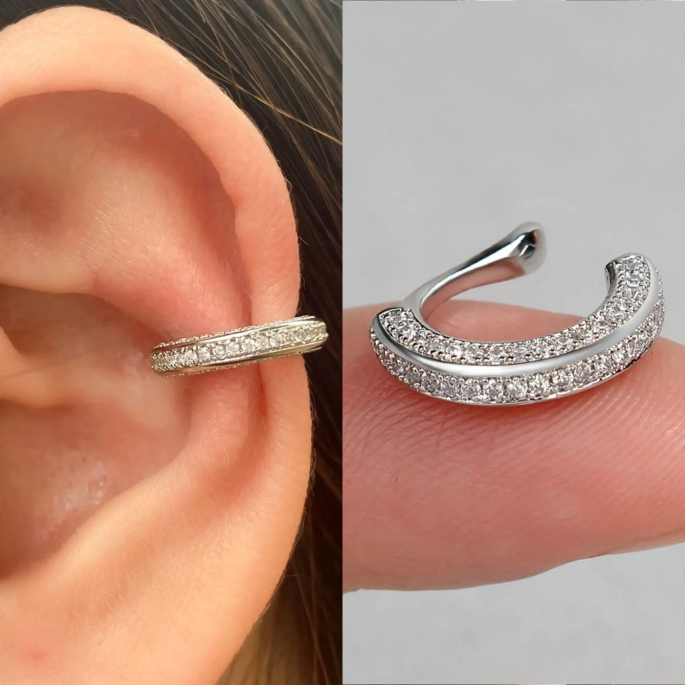 1PC Delicate Zircon Clip on Earrings Female Heart Ear Cuff No Piercings Cartilage for Women 2025 Fashion Jewelry 241225