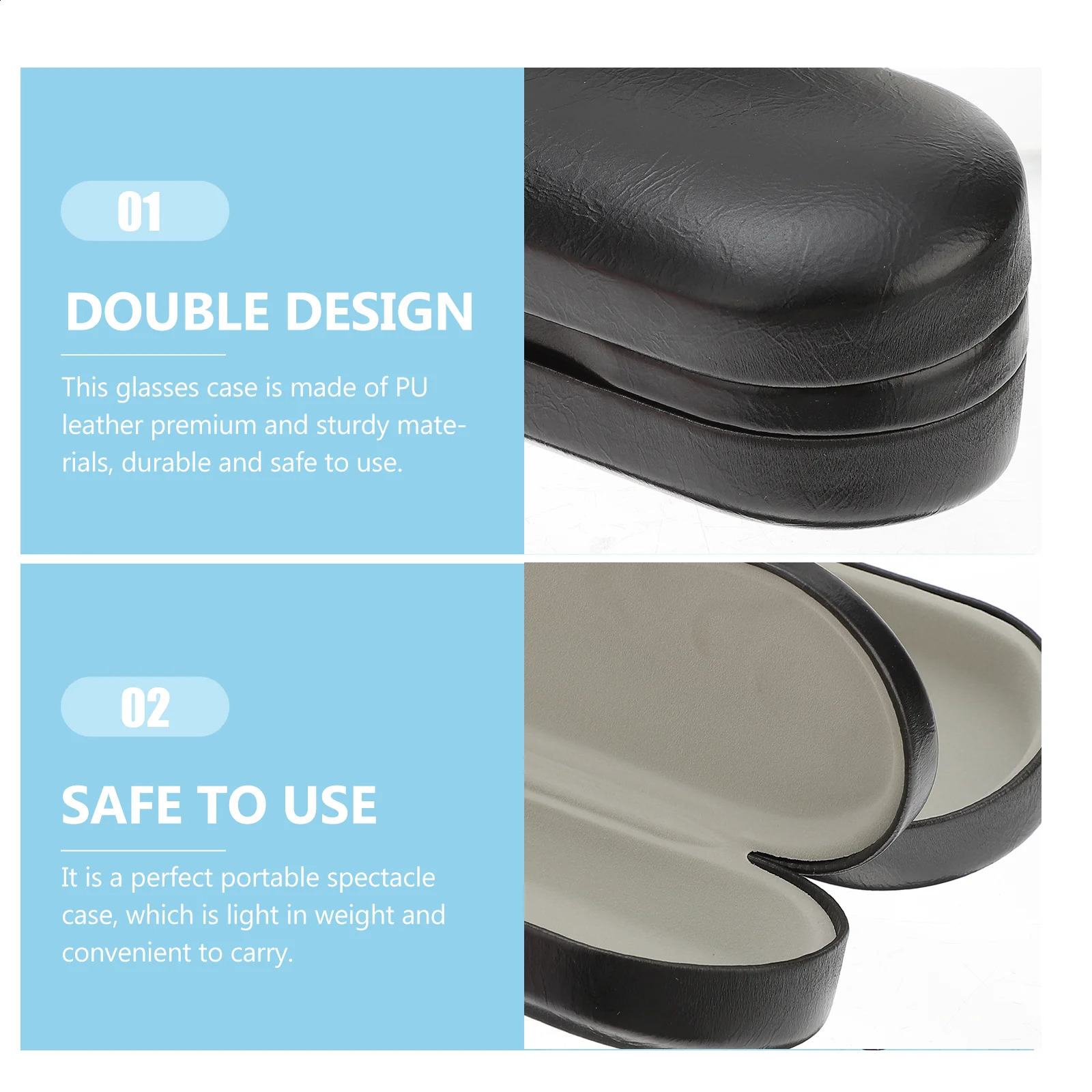 Two Pairs of Glasses Case Practical Storage Portable Eyeglass Dual Use Box Double Pu Sunglasses Holder 241231
