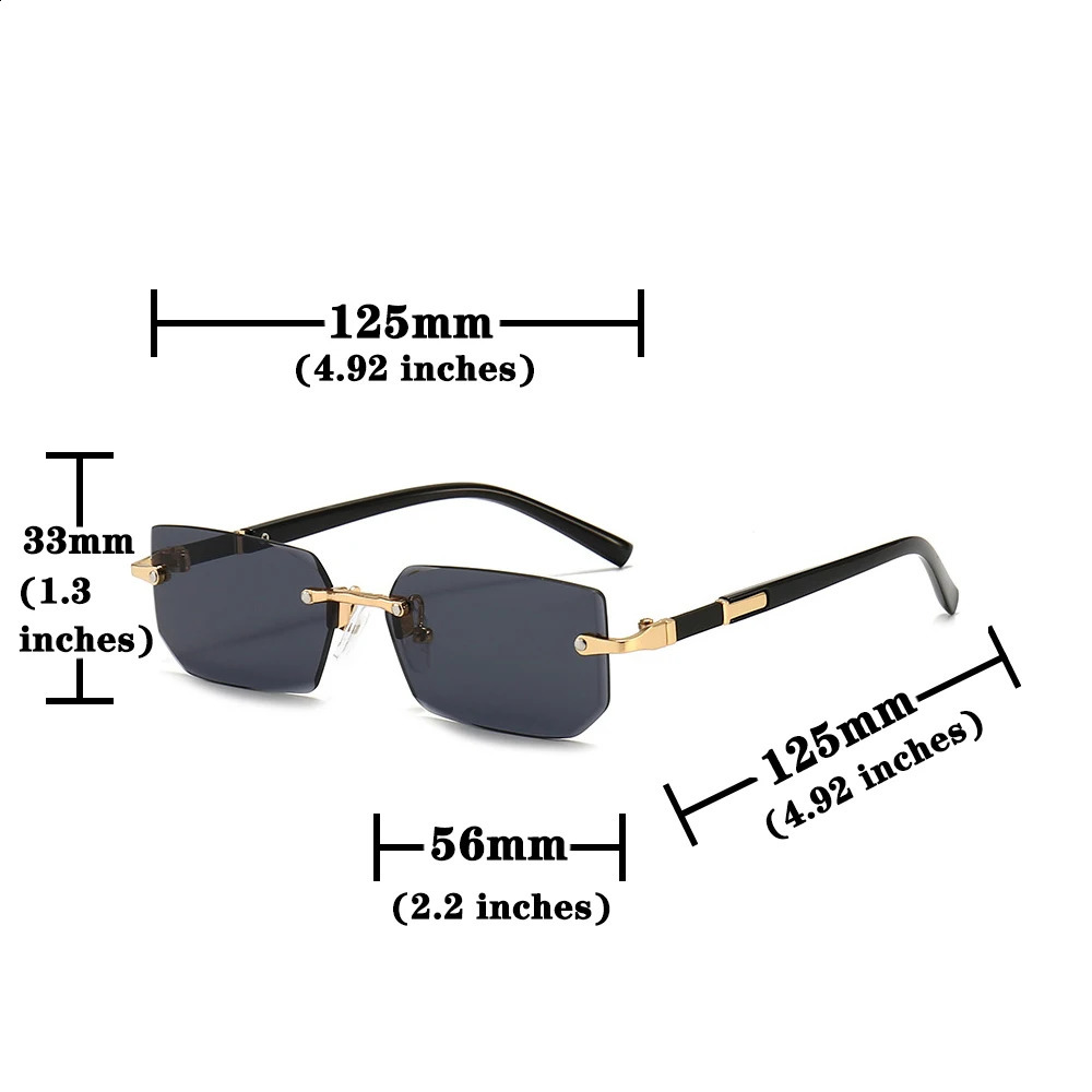 Rimless Sunglasses Rectangle Fashion Women Men Shades Small Square Sun Glasses For Female Male Summer Traveling 241228