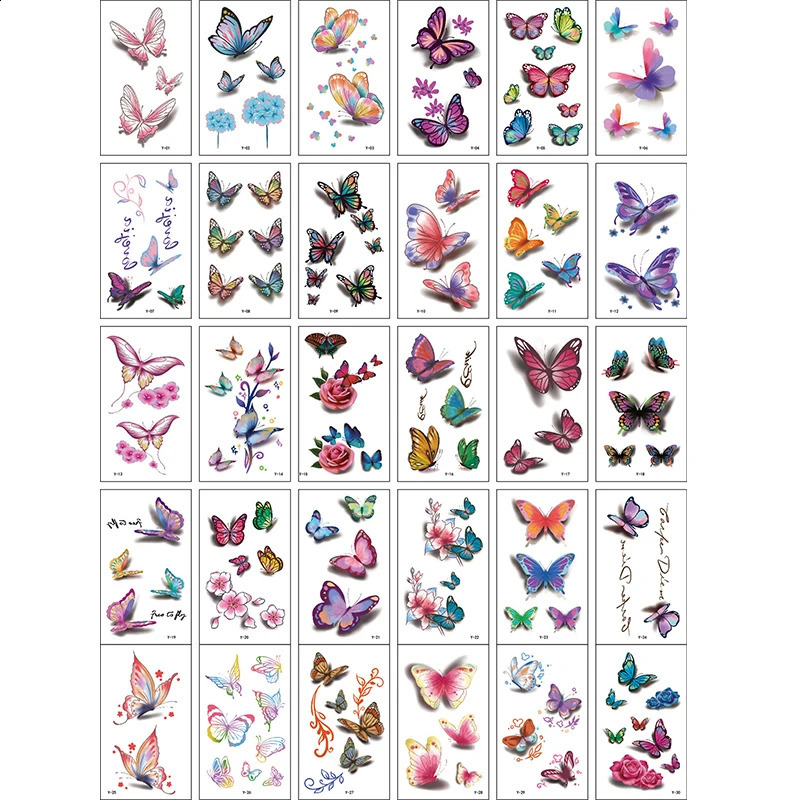 30PCS Butterfly Tattoo Stickers for Children Waterproof Tattoos Kids Temporary Womens Tips ZS314 241230