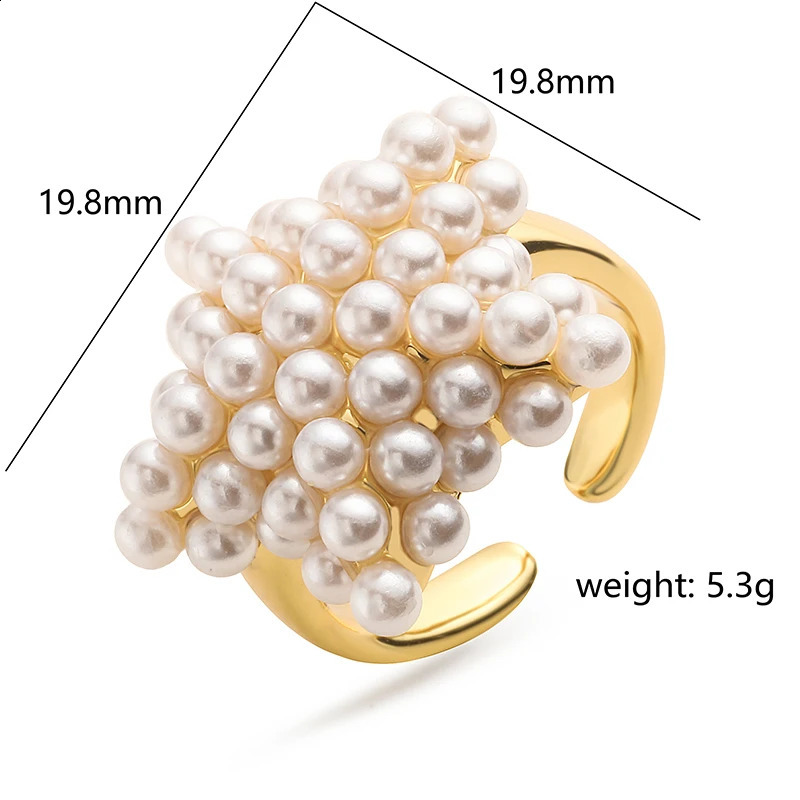 HECHENGLarge faux pearl ring Star Heart Round Shape Ring for Women Elegant temperament fashion finger 241225