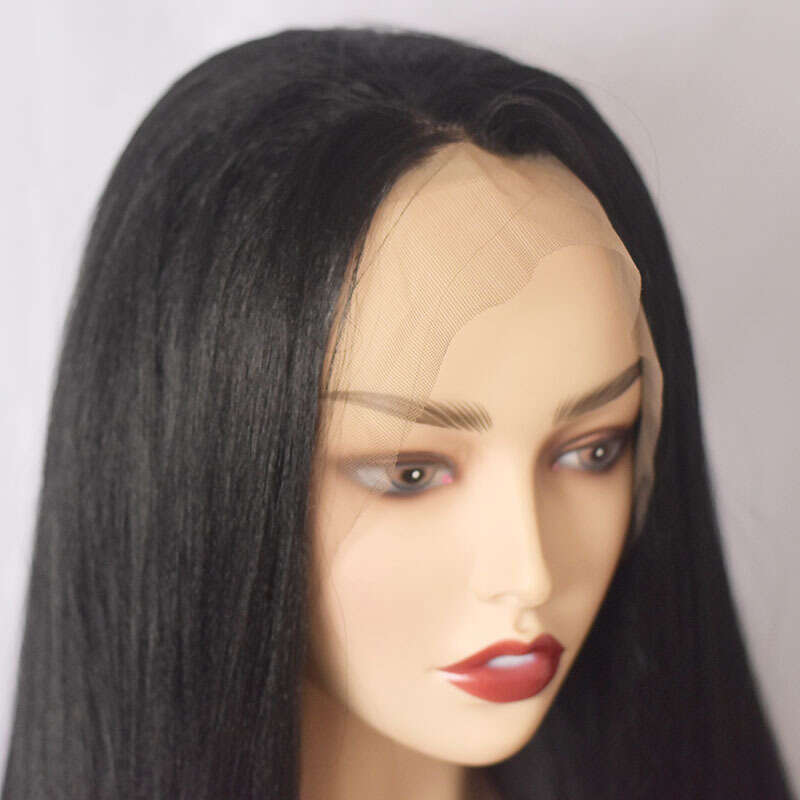 Lace Front Wig Cover T Shape Huafei Front Women's Center Split Long Straight Synthetic Fiber Hair Wig Head Cover T-Shaped Lace Wigs Kq2