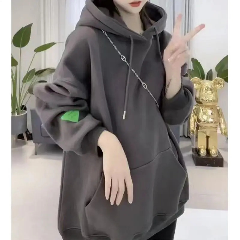 Autumn Winter Fashion Long Sleeve Hoodies Solid Drawstring Sweatshirts Clothing Casual Allmatch Simplicit Chic Tops 241223