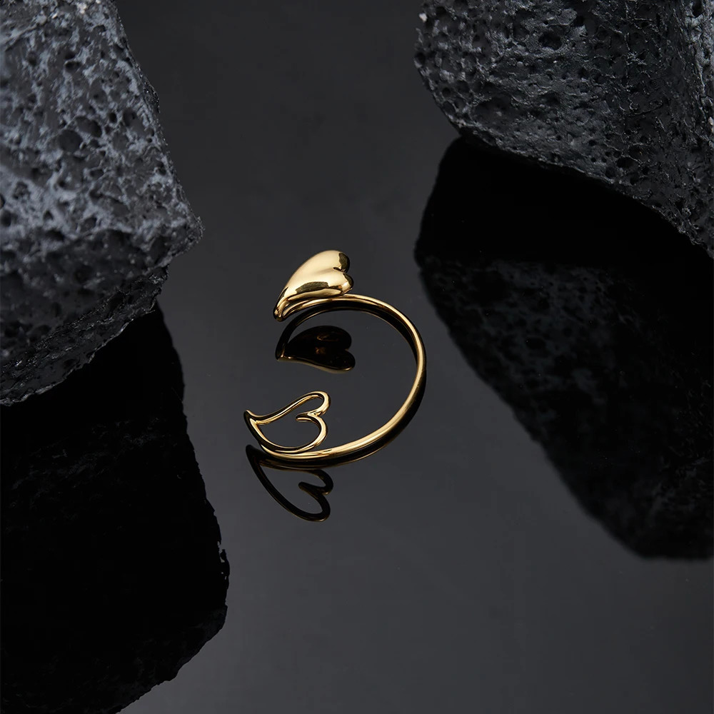 ENFASHION Heart Ear Clip For Women Aretes De Mujer Cuff 18K Pated Gold Color Fashion Jewelry Everydaywear Office E231457G 241225