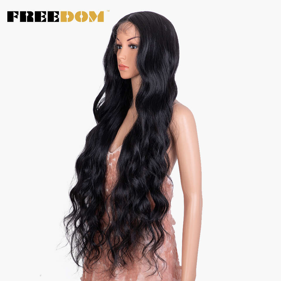 FREEDOM Synthetic Front For Black Women Super Long Body Wavy Lace Brown Ombre Pink Wig Cosplay Wigs Heat Resistant