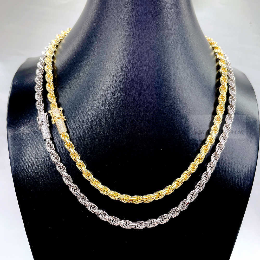 ready to ship chain 6mm width 925 sterling rope necklace moissanite diamond rope chain necklace