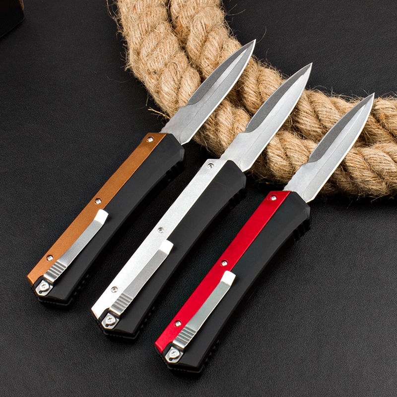 Top Quality Tactical Knife 5Cr15Mov Double Edge Stone Wash Blade Two-tone Zn-al Alloy Handle 3-sided Switch EDC Pocket Knives With Nylon Bag