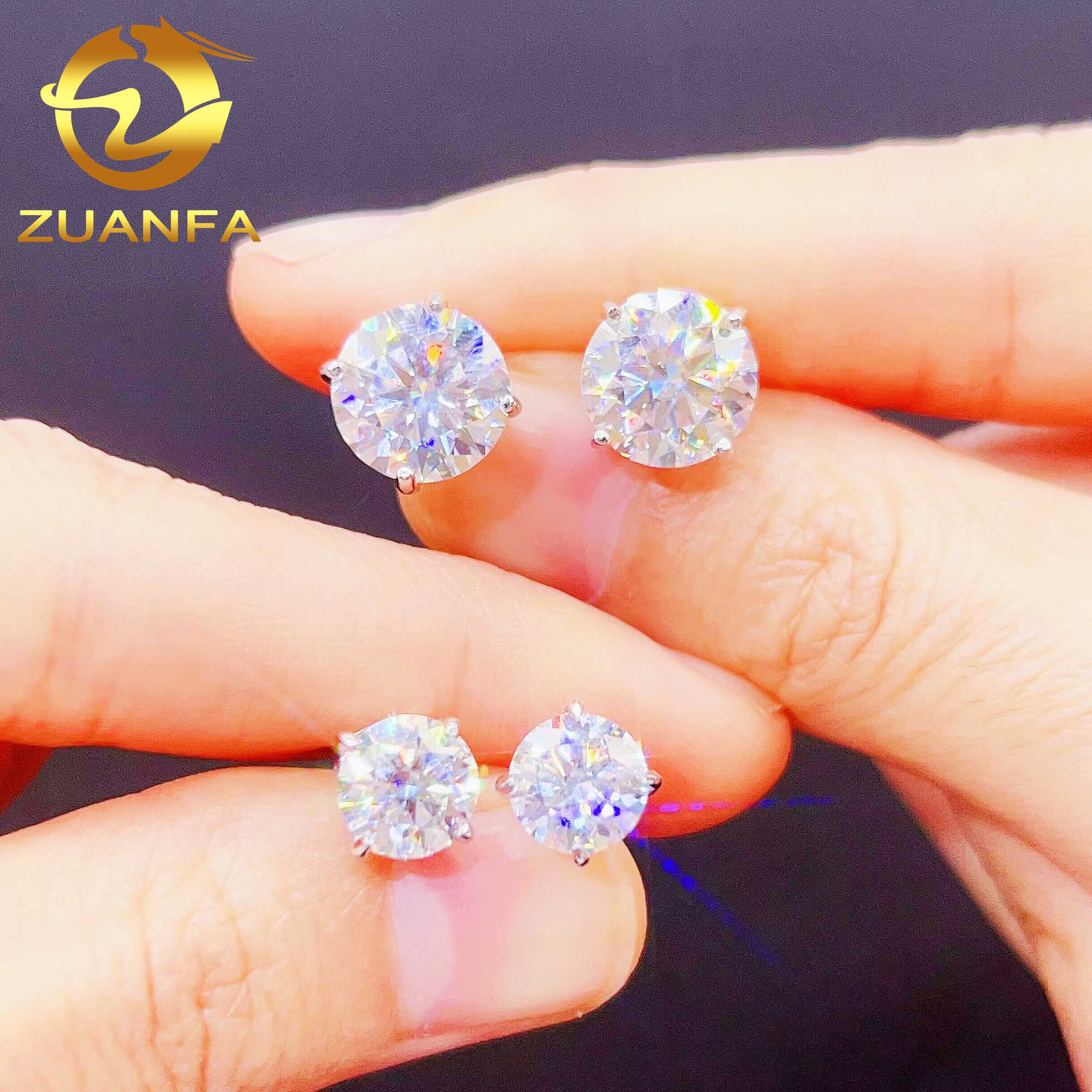 Luxury Affordable Price Screw Back VVS Moissanite Hip Hop S925 Silver 10K 14K Gold Diamond Round Solitaire Stud Earrings