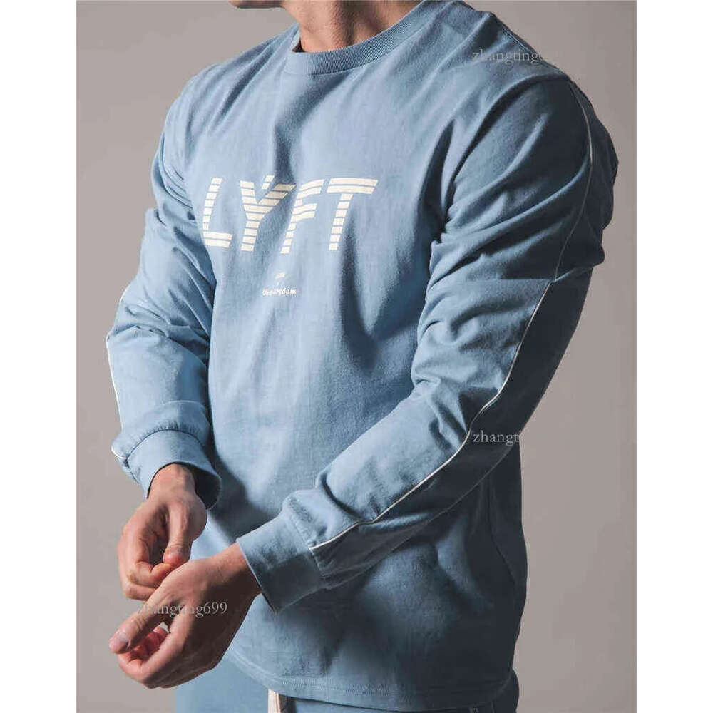 LYFT Brand Casual Long sleeve Cotton T-shirt Men Gym Fitness Workout Skinny t shirt Male Print Tee Tops Running Sport Clothing G1222