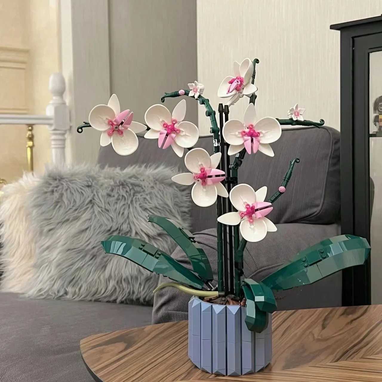 608Pcs Building Blocks Orchid DIY Potted Flower Bouquet Bricks Christmas Girlfriend Cymbidium Flower Gift Childrens Toys W250102